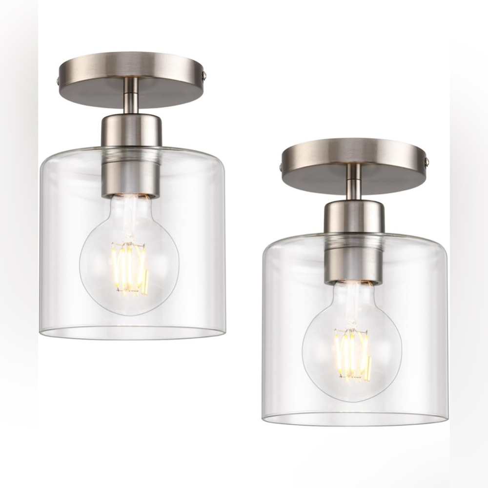 Set of 2 lights Brushed Nickel Semi Flush Mount